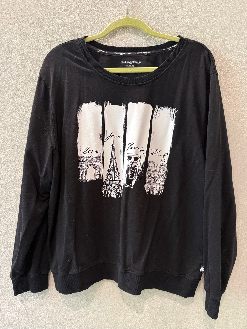 Karl Lagerfeld Black Paris Graphic Crewneck Sweater